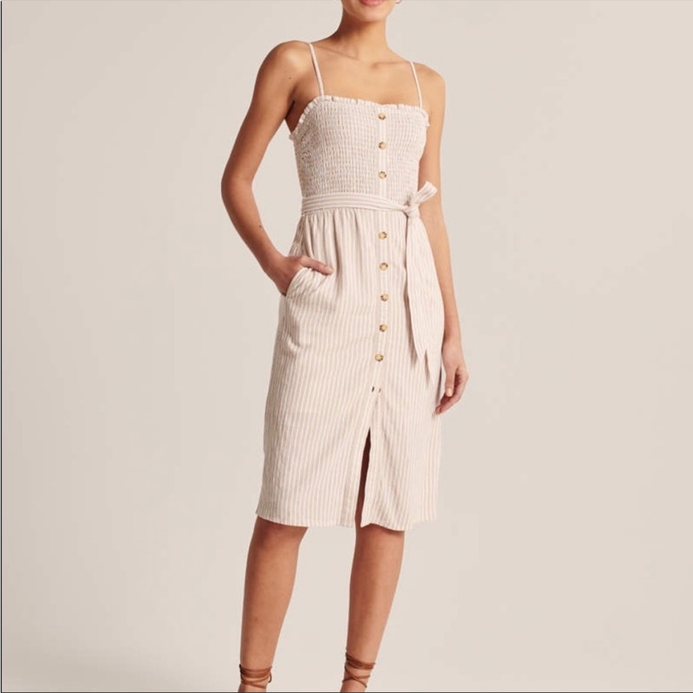 Abercrombie Button-Up Smocked Midi Dress